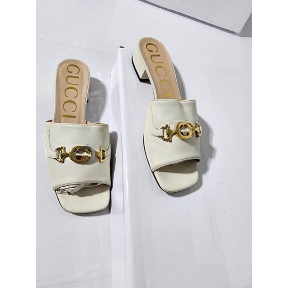 Authentic Gucci Leather Zumi Slide Off-White Size 38 - Picture 1 of 16